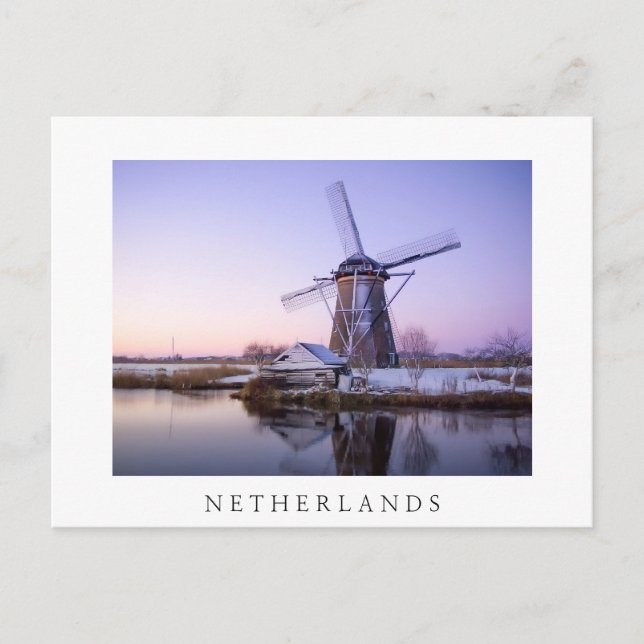 Lever de soleil avec moulin à vent et carte postal (Devant)