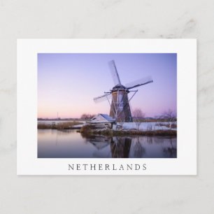 Lever de soleil avec moulin et carte postale "Pays