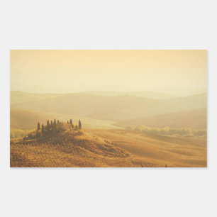 Lever de soleil sur la Toscane autocollant rectang