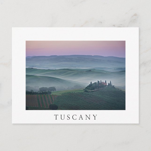 Lever de soleil sur le paysage toscan carte postal (Devant)