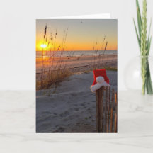 Lever du soleil à la carte de Noël de la plage Ame
