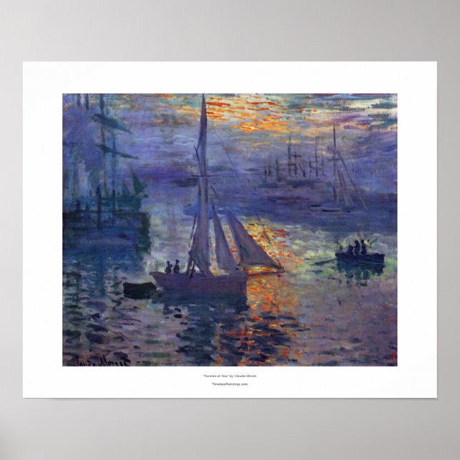 Lever du soleil en mer par Claude Monet impression (Devant)