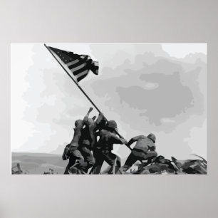 lever le drapeau sur Iwo Jima poster vintage
