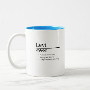 Levi, Boy Personalized Name Definition Two-Tone Coffee Mug