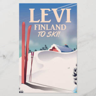 Levi, Finland ski travel poster Stationery