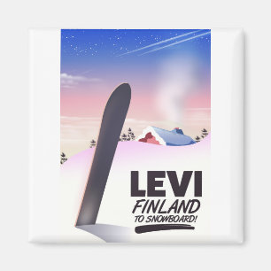 Levi Finland Snowboarding travel poster Magnet
