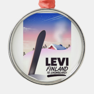 Levi Finland Snowboarding travel poster Metal Ornament