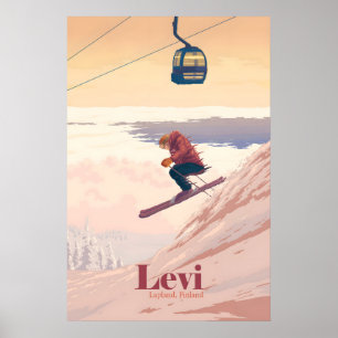 Levi Lapland Finland Ski Resort Travel Poster