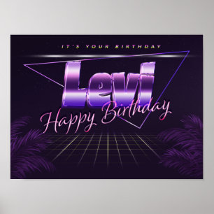 Levi Nom Vorname lila retro Poster Geburtstag
