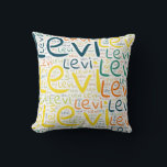 Levi Throw Pillow<br><div class="desc">Levi. Show and wear this popular beautiful male first name designed as colourful wordcloud made of horizontal and vertical cursive hand lettering typography in different sizes and adorable fresh colours. Wear your positive american name or show the world whom you love or adore. Merch with this soft text artwork is...</div>