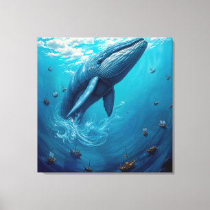 Leviathan’s Flight to Freedom – Surreal Whale Art Canvas Print