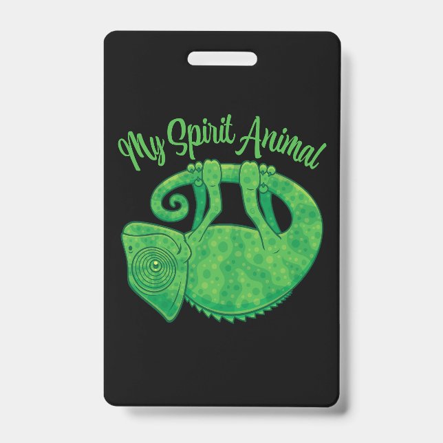 Levitating Lizard Chameleon Spirit Animal Badge (Front)