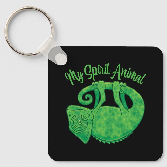 Levitating Lizard Chameleon Spirit Animal Keychain (Front)