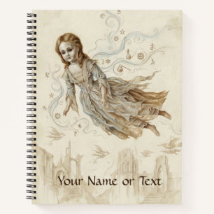 Levitating Maiden: Vintage Surreal Flying Doll Notebook