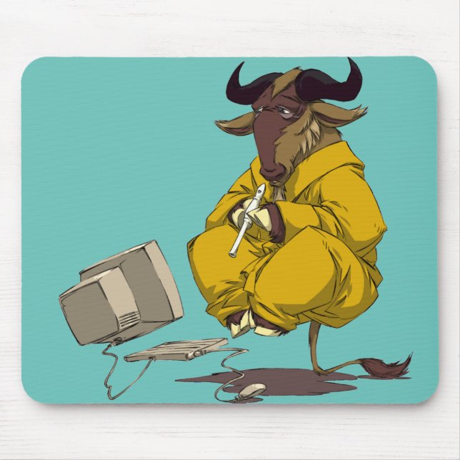 Levitating, meditating and flute-playing GNU Mouse Pad (Front)