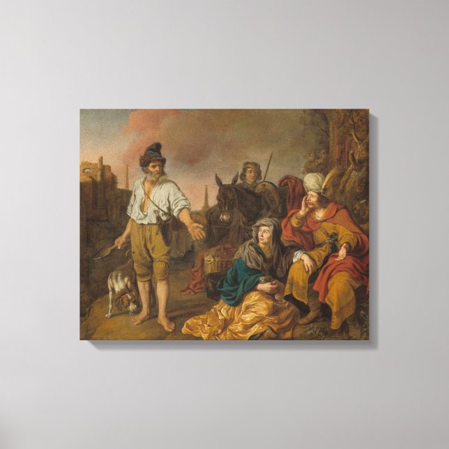 Levite and his concubine at Gibeah, Old Testament  Canvas Print (Front)