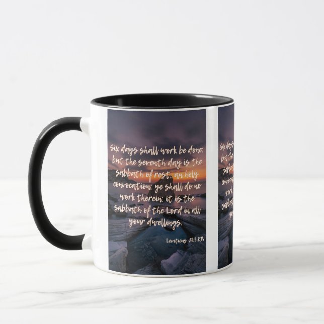 Leviticus 23:3 KJV Bible Verse Pic Two-Tone Mug (Left)