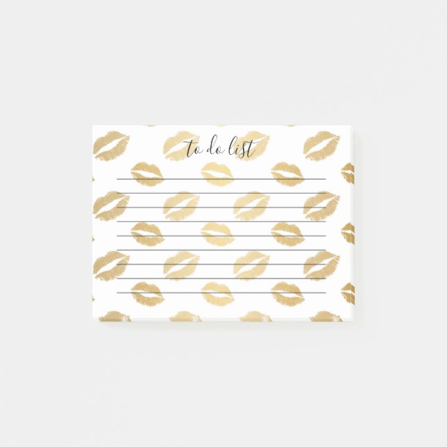 Lèvres d'or pour faire des notes de post-it de (Devant)