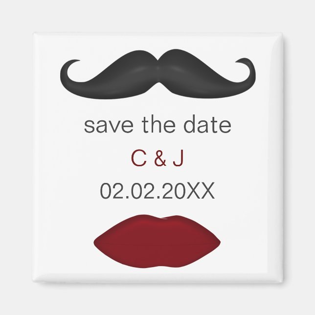 lèvres et moustache Magnet Réservez la date (Devant)