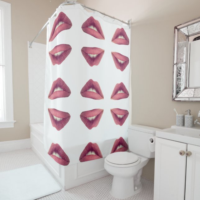 Lèvres, Lèvres Roses Douche Rideau (En situation)