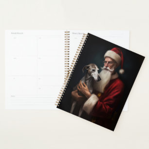 Lévrier avec le Père Noël Festif Noël