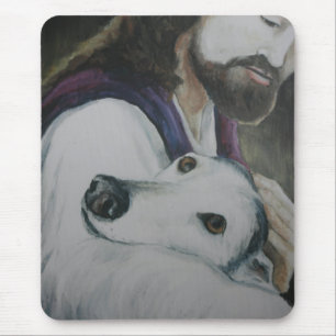 Lévrier avec le tapis de souris d'art de chien de