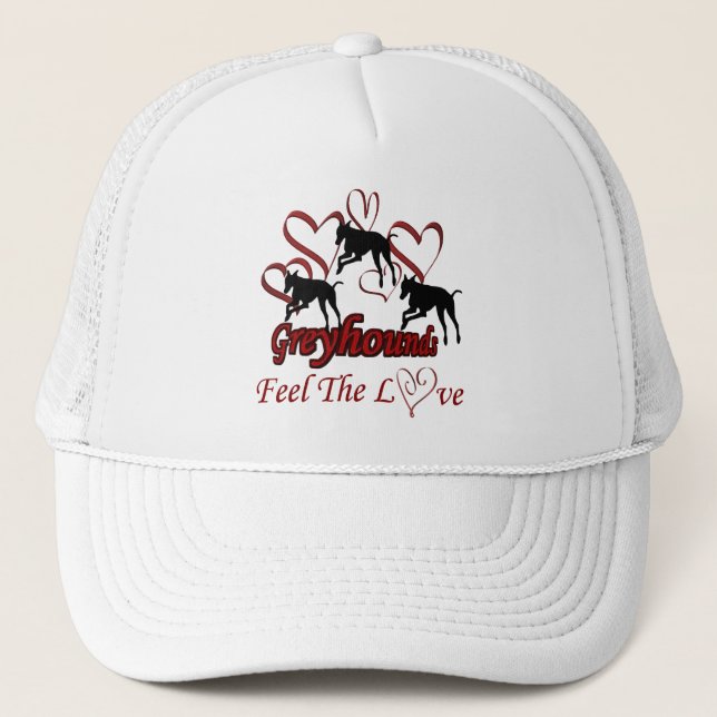 Lévriers et casquette de chien d'amour de coeurs (Devant)