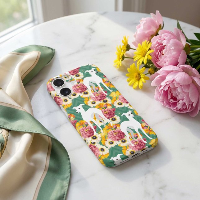 Lévriers italiens ou Whippets avec des fleurs (Créateur téléchargé)