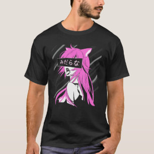 Lewd waifu Japanese predatory cat girl neko T-Shirt
