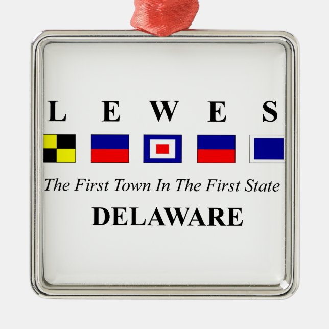 Lewes, DE 2- Nautical Flag Spelling Metal Ornament (Front)