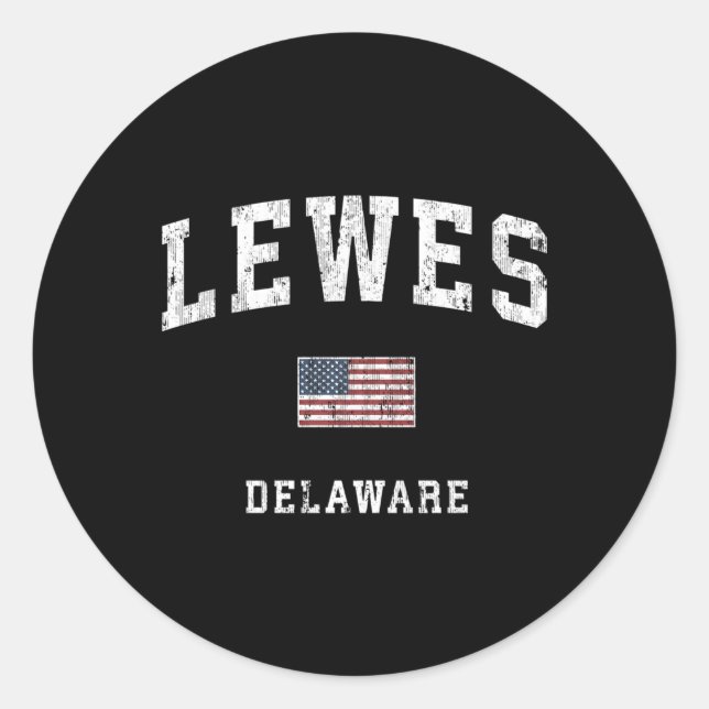 Lewes Delaware De American Flag Sports Classic Round Sticker (Front)