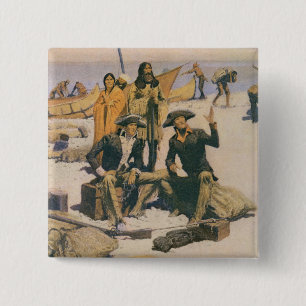 Lewis and Clark at the Columbia River 2 Inch Square Button