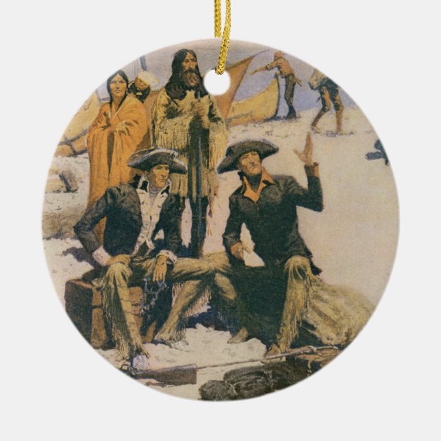 Lewis and Clark at the Columbia River Ceramic Ornament (Front)