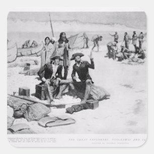 Lewis and Clark at the mouth of the Columbia Square Sticker