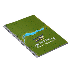 lewis and clark Lake map poster. Notebook