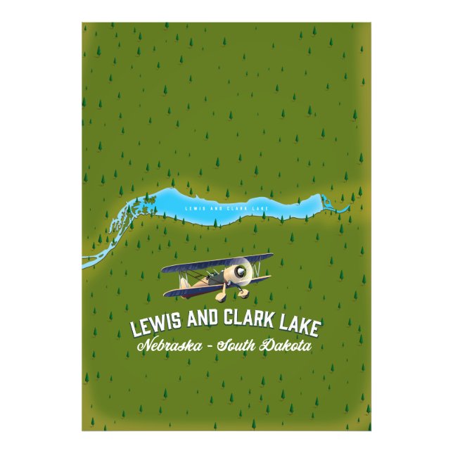 lewis and clark Lake map poster. Photo Print (Front)