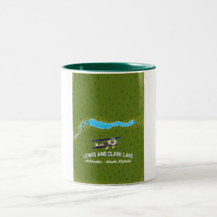 lewis and clark Lake map poster. Two-Tone Coffee Mug