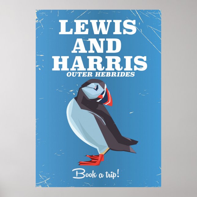 Lewis and Harris Scotland Puffin travel poster (Front)