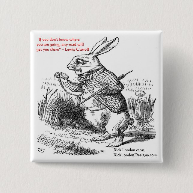 Lewis Carroll Looking Glass Illustration & Quote 2 Inch Square Button (Front)