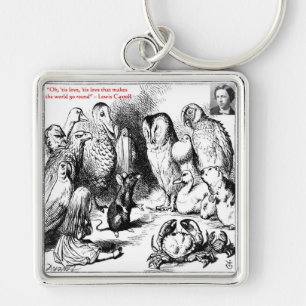 Lewis Carroll Looking Glass Illustration & Quote Keychain