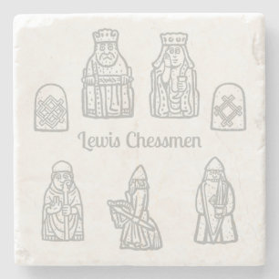 Lewis Chessmen in the Frontline Stone Coaster