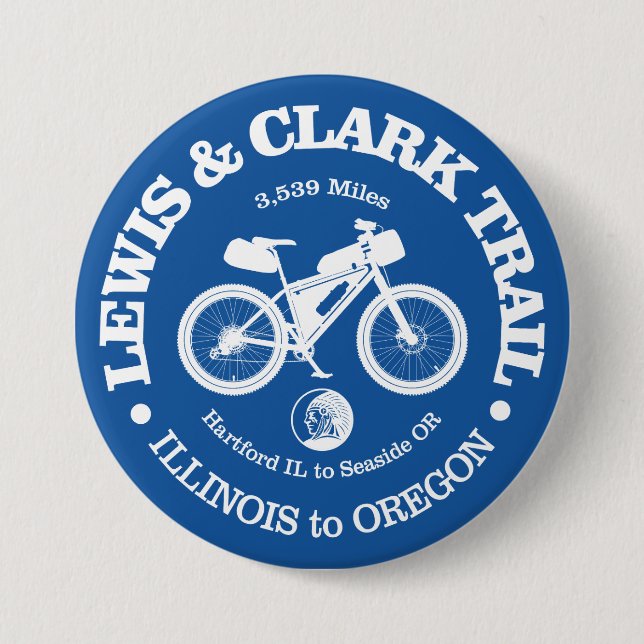 Lewis & Clark Trail (cycling) 3 Inch Round Button (Front)