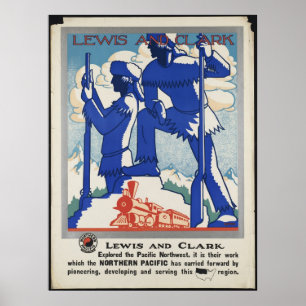 Lewis et Clark Vintage voyage Poster Ad Retro