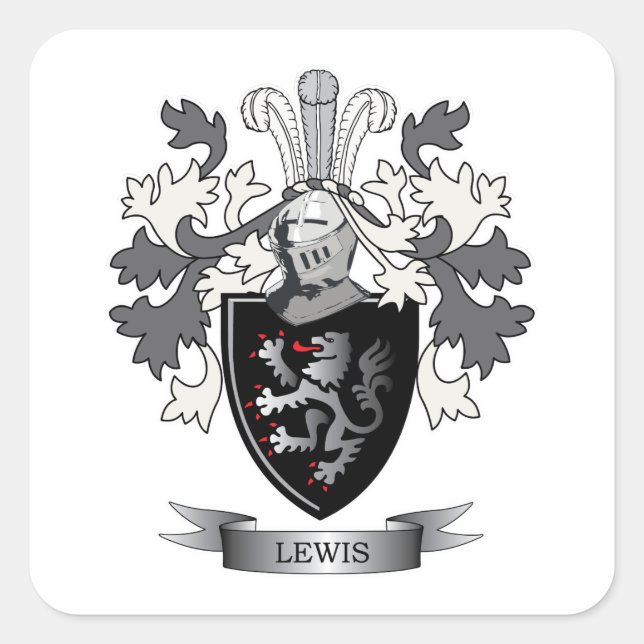 Lewis Family Crest Coat of Arms Square Sticker (Front)