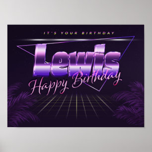 Lewis Nom Vorname lila retro Poster Geburtstag