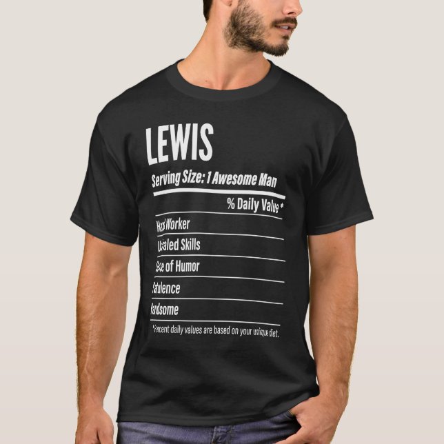 Lewis  Nutritional Facts Serving Size Calories T-Shirt (Front)
