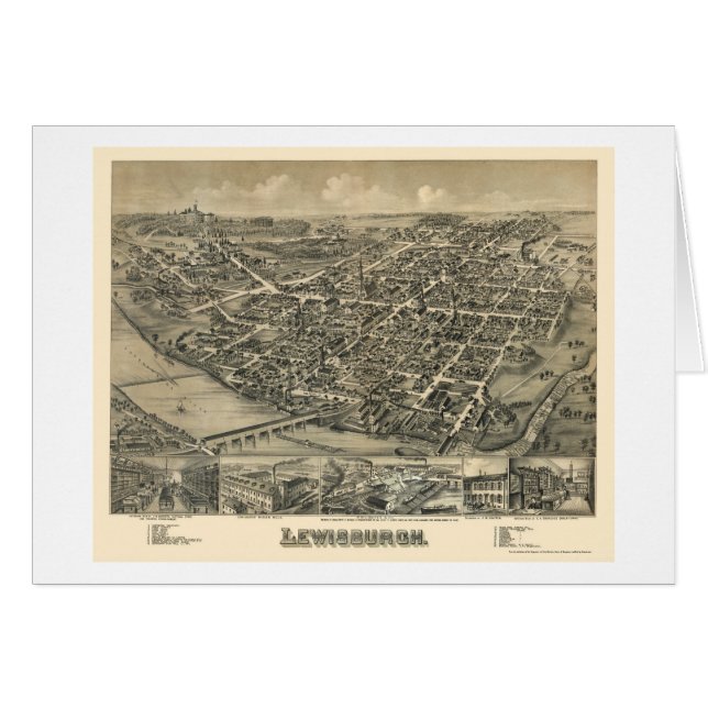 Lewisburg, carte panoramique de PA - 1884 (Devant horizontal)