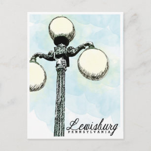 Lewisburg, PA Carte postale historique Lampe