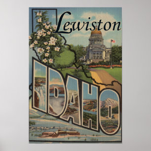 Lewiston, Idaho - Large Letter Scenes Poster