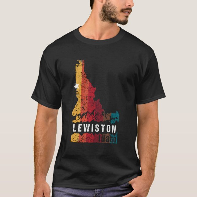 Lewiston Idaho Retro Grunge State Map Novelty Grap T-Shirt (Front)